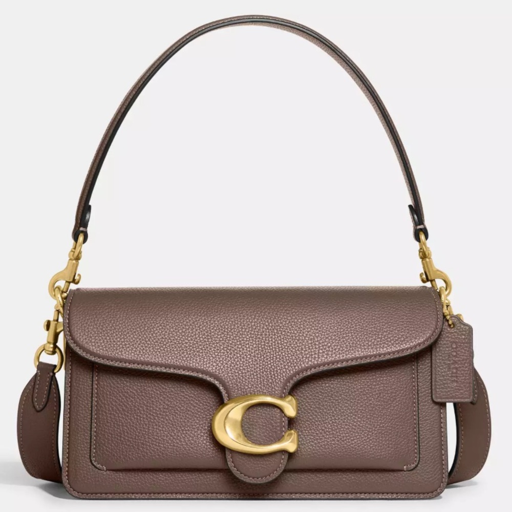 COACH Tabby Shoulder Bag 26 Polished Pebble Leather Brass/Dark Stone NWOT